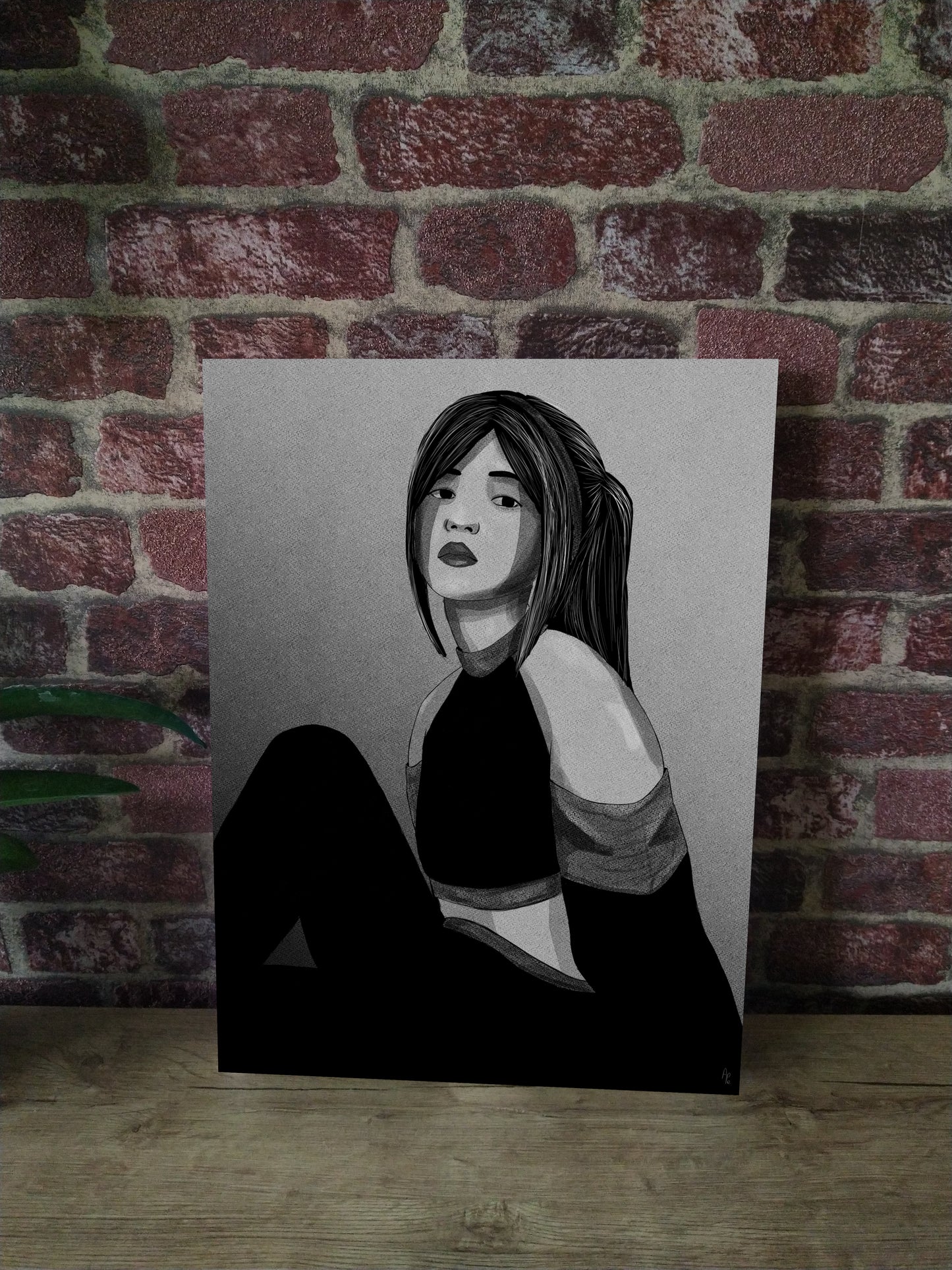 "Femme assise" en noir et blanc, Affiche impression art