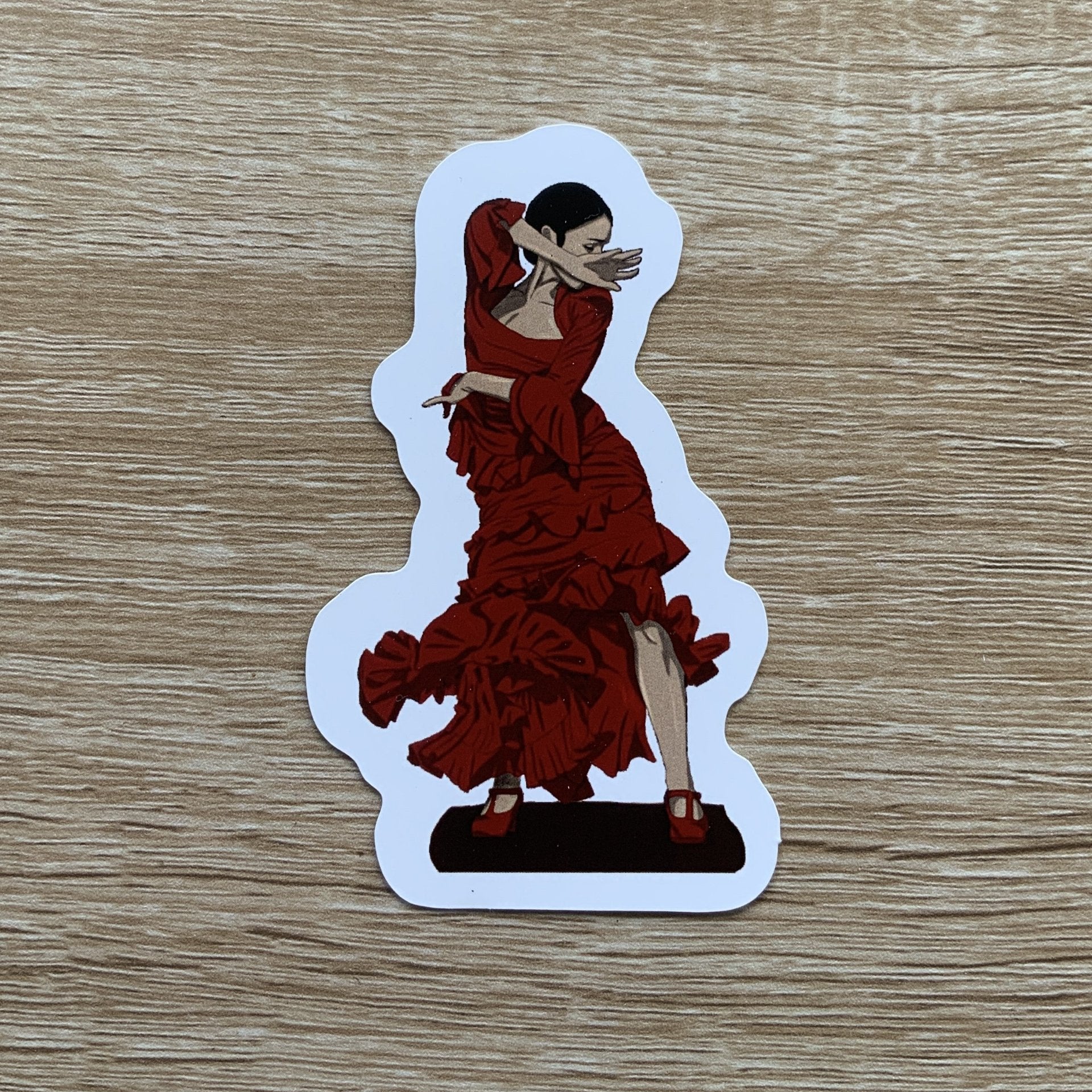 Magnet, aimant pour le frigidaire et tableau blanc, danse flamenco femme robe rouge, elsa abadie penars