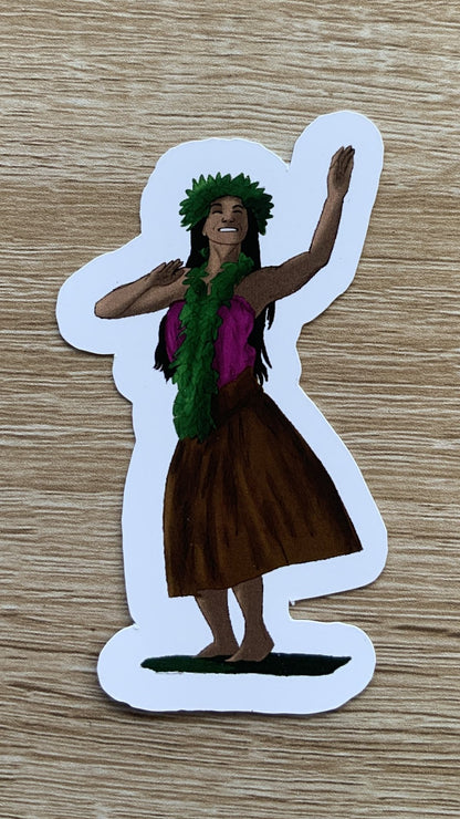 Magnet, aimant pour le frigidaire et tableau blanc, danse hula femme polynésie île pacifique haitienne, elsa abadie penars