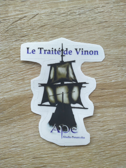 Sticker Le Pourfendeur, navire du roman Le traité de Vinon, transparent