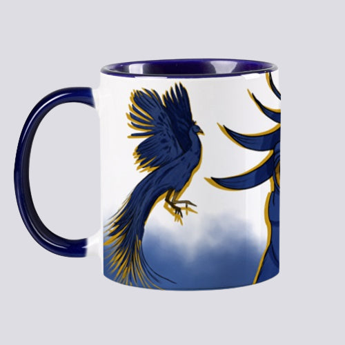 Tasse "Phoenix" / paon bleu , 325ml, intérieur coloré bleu